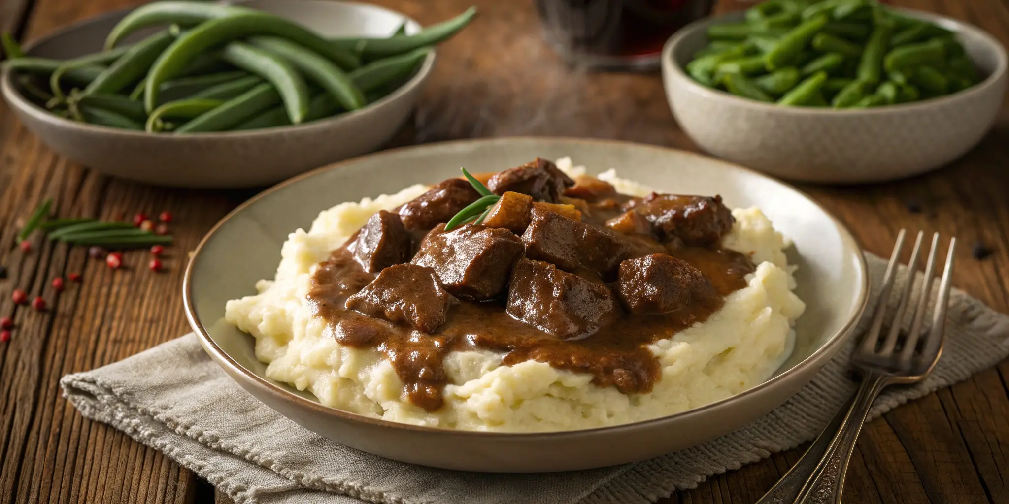 Tender sirloin tip beef with gravy over mashed potatoes, Sirloin Tip Recipes