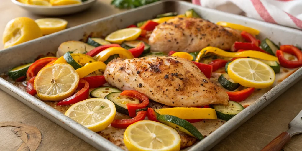 One-pan healthy chicken dinner with roasted vegetables, Chicken Recipes Healthy