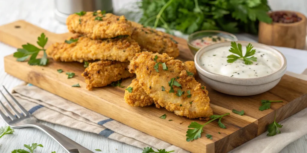 Air fryer chicken tenders with yogurt dipping sauce