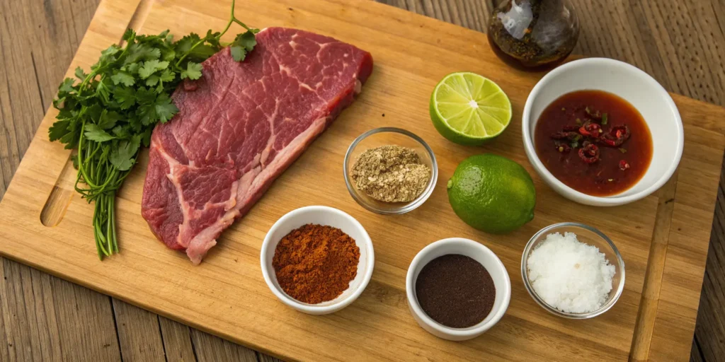 Copycat Chipotle steak served with cilantro-lime rice and toppings