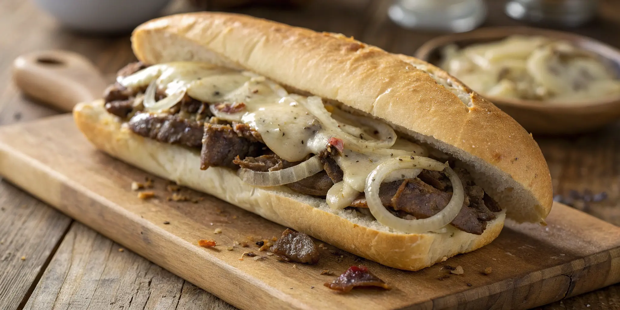 Philly cheesesteak with perfectly seasoned thinly sliced steak and melted cheese - Philly Cheesesteak Seasoning
