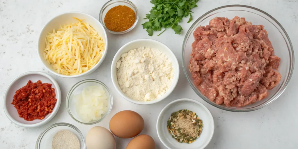 Ingredients for chicken pizza crust recipe prepared for mixing