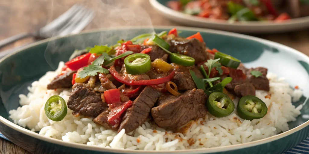 Spicy Pepper Steak and Rice - Bold and Flavorful Meal