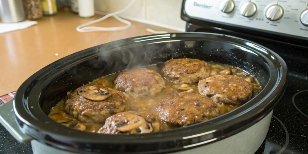 Slow cooker Salisbury steak recipes with mushroom gravy