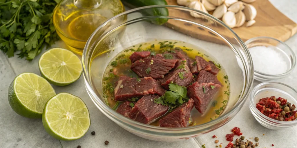 Marinating beef for a flavorful beef fajita recipe