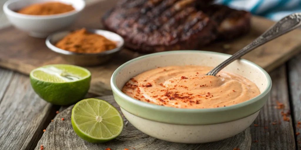 Spicy chipotle lime mayo ready for steak sandwiches; Steak Sandwich Sauce