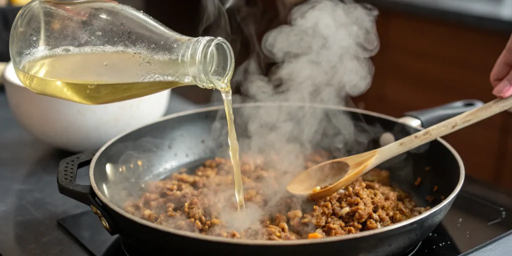 Deglazing a skillet with wine to build deep flavor for easy chicken piccata