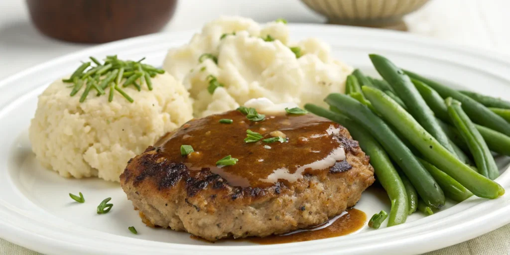 Healthy easy Salisbury steak recipe with cauliflower mash