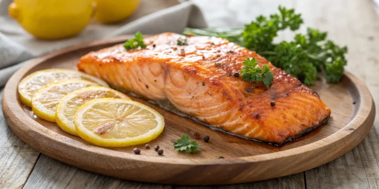 Glazed salmon fillet with sweet and savory salmon glaze