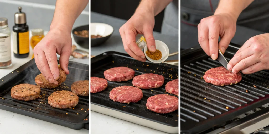 Forming and grilling hamburger patties for grilled hamburger recipe