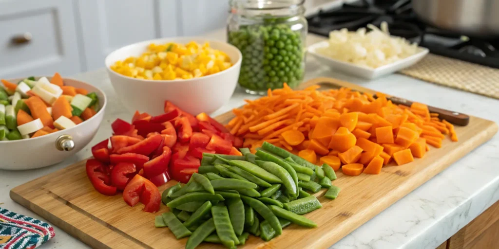 Preparing vegetables for healthy chicken dinner recipes stir-fry