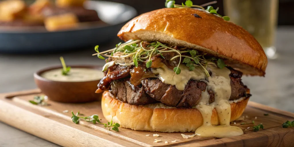 Filet mignon steak sandwich on brioche – best steak for steak sandwich