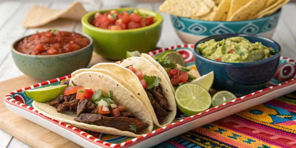 Serving taco recipe beef tacos with traditional Mexican sides