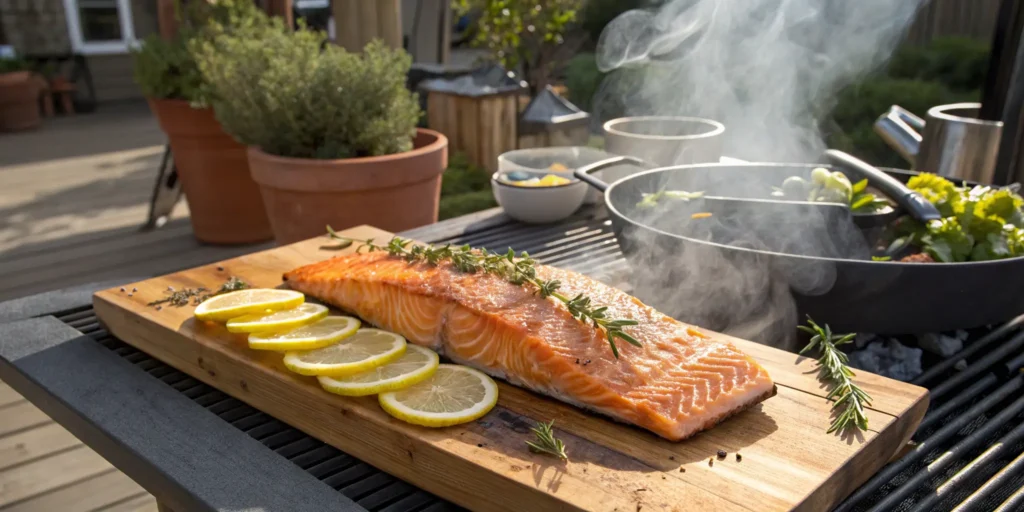 Cedar wood planks fully submerged in water, soaking for hours to prevent burning and enhance flavor when grilling cedar plank salmon