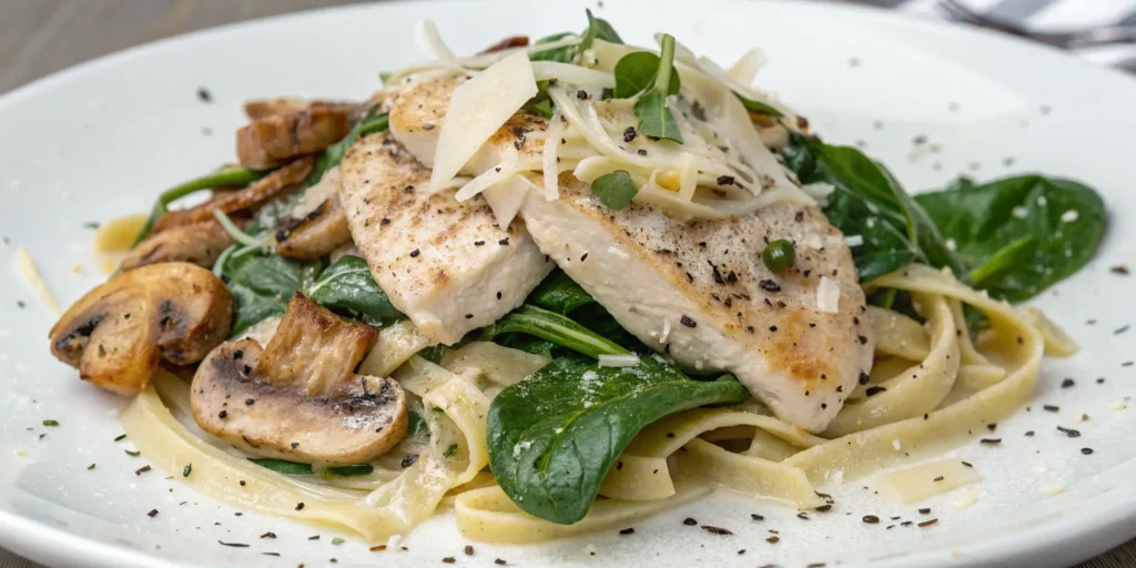A light and healthy chicken alfredo recipe made with Greek yogurt for a guilt-free creamy pasta dish