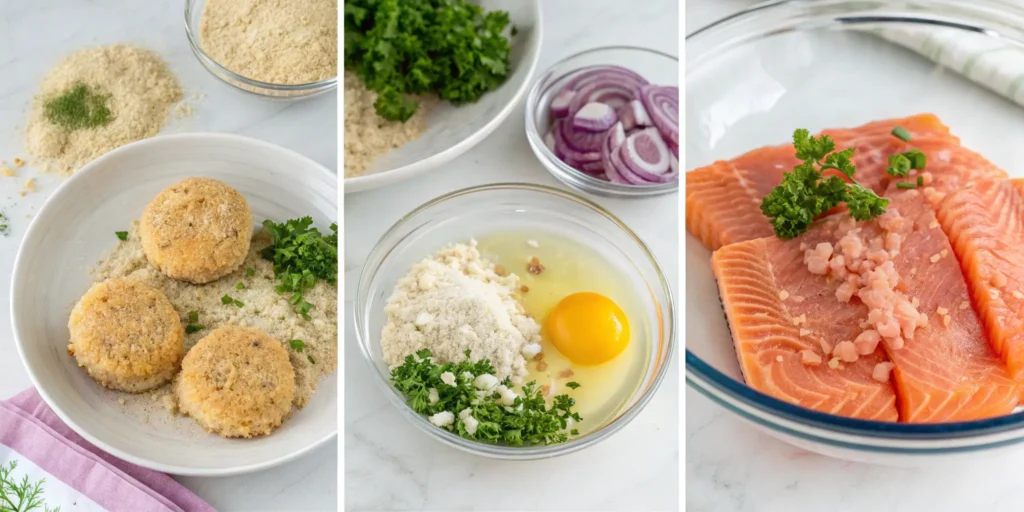 Preparing ingredients for salmon croquettes soul food recipe