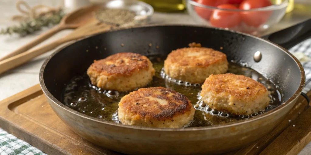 Pan-frying golden salmon croquettes soul food recipe